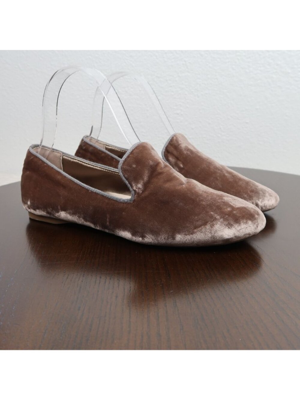 Birdies 7 Starling Brown Taupe Velvet Slip-On Loafers Cushioned Insole Flats - Picture 2 of 9